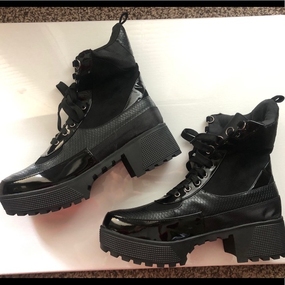 Black Combat Boots Brand New Never Worn Sz.8/8.5 - Picture 3 of 8